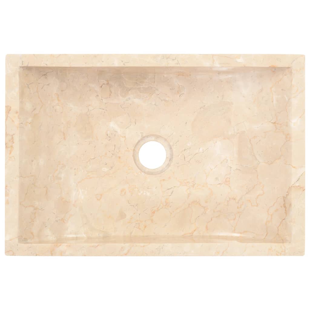 vidaXL tömör tíkfa fürdőszobai szekrény krémszínű márvány mosdókkal