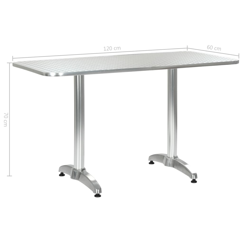 vidaXL ezüstszínű alumínium kerti asztal 120 x 60 x 70 cm