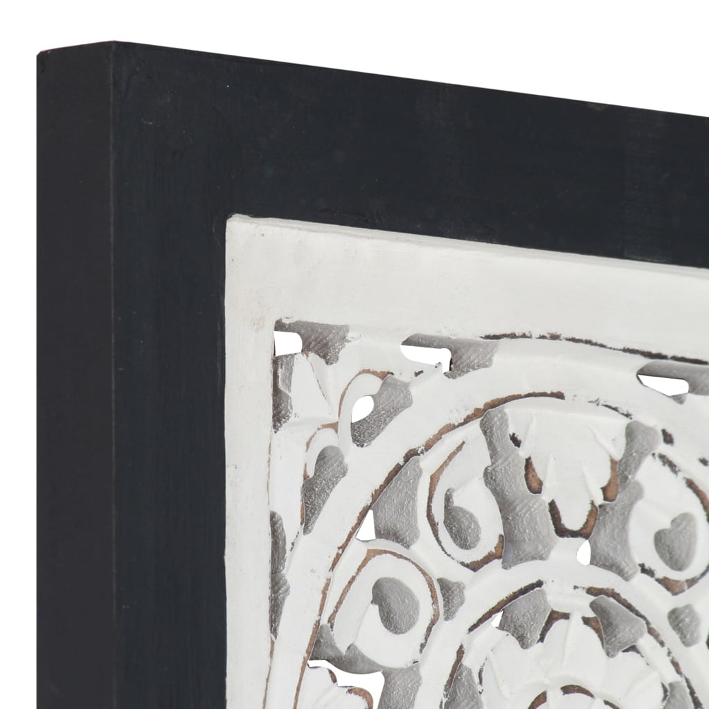 vidaXL fekete és fehér kézzel faragott fali panel MDF 40 x 40 x 1,5 cm