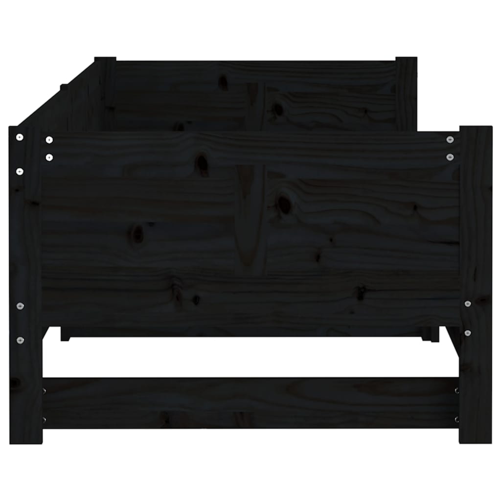 vidaXL fekete tömör fenyőfa kihúzható kanapéágy 2x(90x200) cm