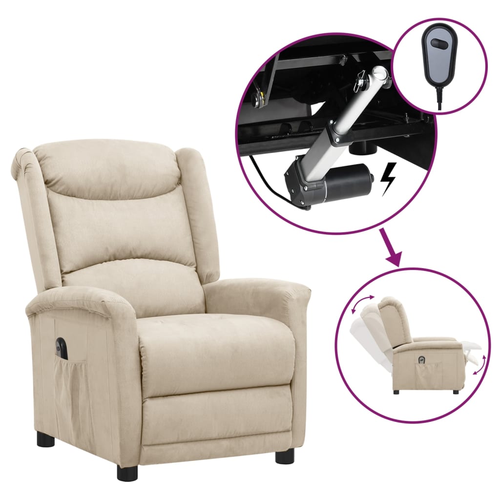 vidaXL krémszínű mikroszálas szövet elektromos dönthető fotel