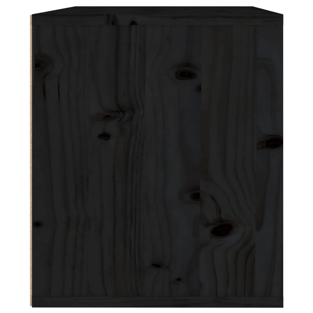 vidaXL fekete tömör fenyőfa faliszekrény 45 x 30 x 35 cm