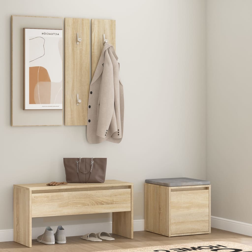 vidaXL sonoma-tölgyszínű szerelt fa előszobabútor-szett