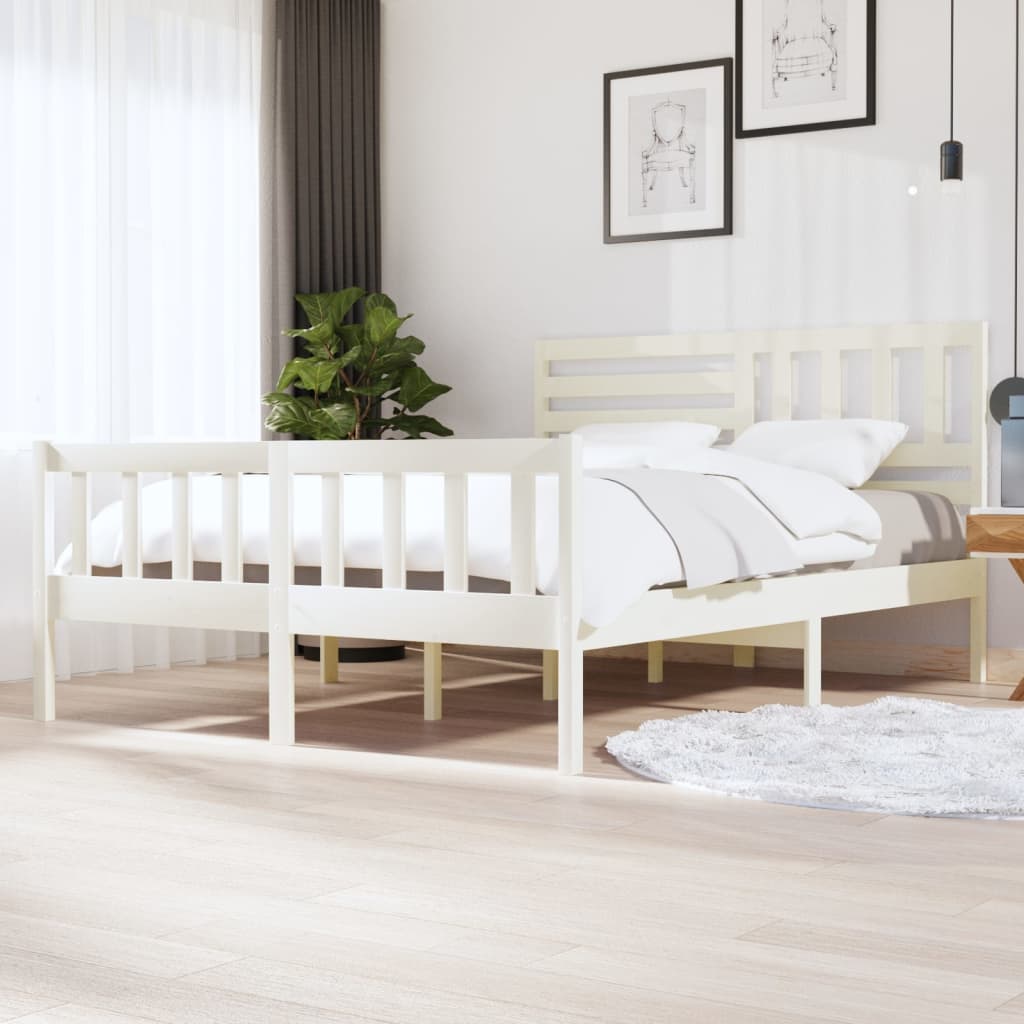 vidaXL fehér tömör fa ágykeret 160 x 200 cm