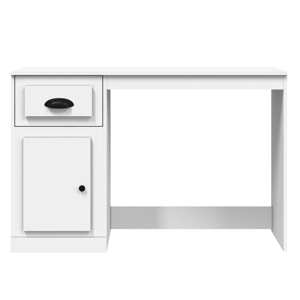 vidaXL fehér szerelt fa íróasztal fiókkal 115x50x75 cm