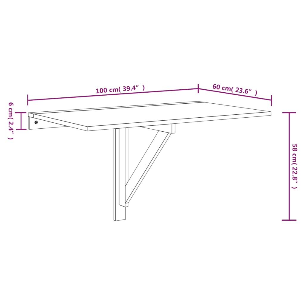 vidaXL füstös tölgy szerelt fa összecsukható fali asztal 100x60x56 cm
