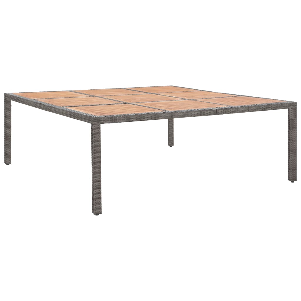 vidaXL szürke polyrattan és akácfa kerti asztal 200 x 200 x 74 cm
