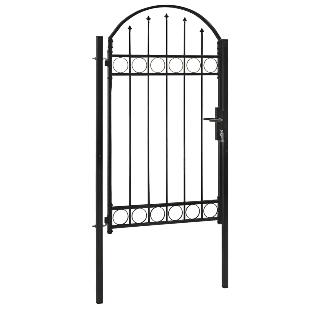 vidaXL ívelt tetejű fekete acél kerítéskapu 100 x 175 cm