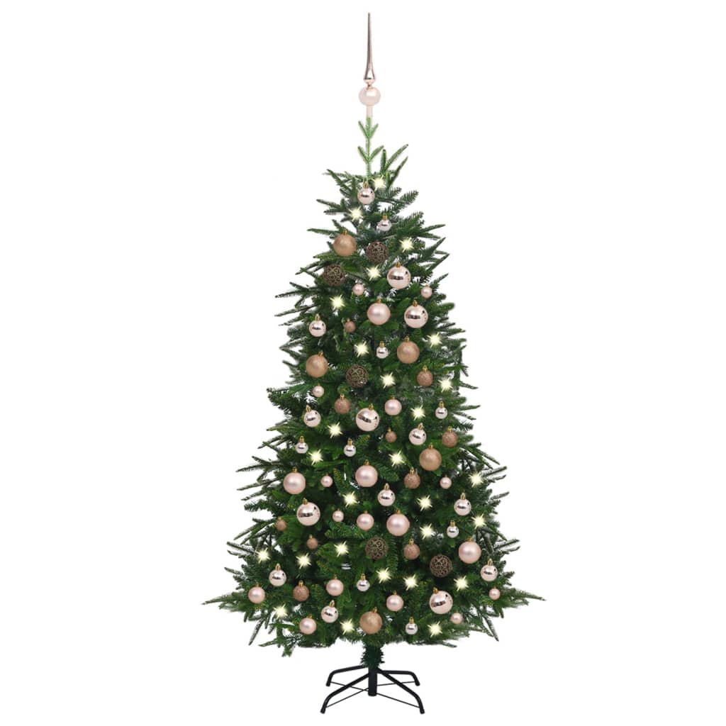 vidaXL zöld PVC és PE műkarácsonyfa LED-ekkel és gömbszettel 180 cm