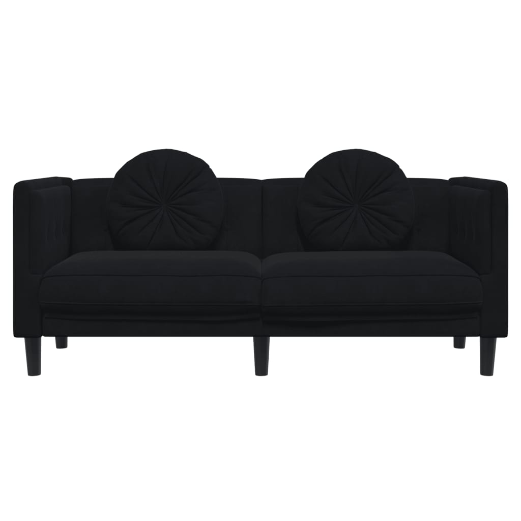 vidaXL fekete bársony kétszemélyes kanapé párnákkal