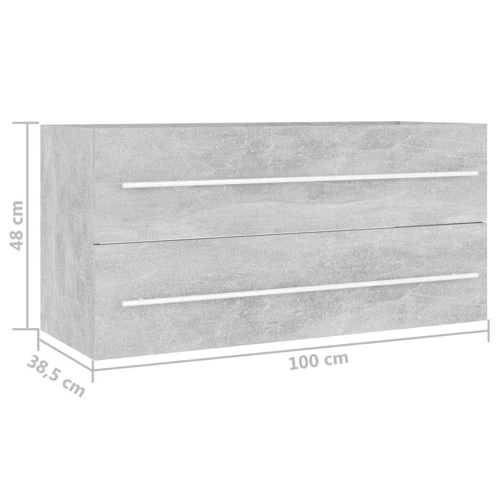vidaXL betonszürke forgácslap mosdószekrény 100 x 38,5 x 48 cm