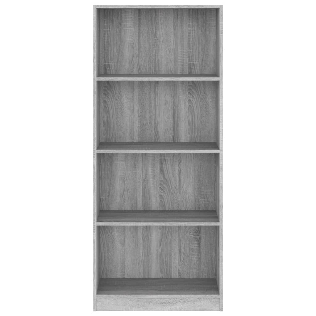 vidaXL 4 szintes szürke sonoma szerelt fa könyvszekrény 60x24x142 cm