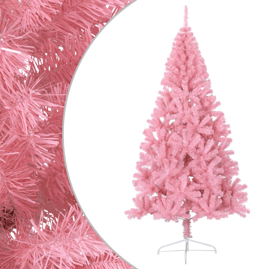 vidaXL rózsaszín PVC fél műkarácsonyfa állvánnyal 210 cm