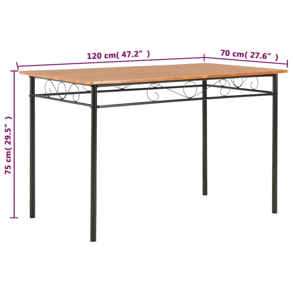 vidaXL barna MDF étkezőasztal 120 x 70 x 75 cm