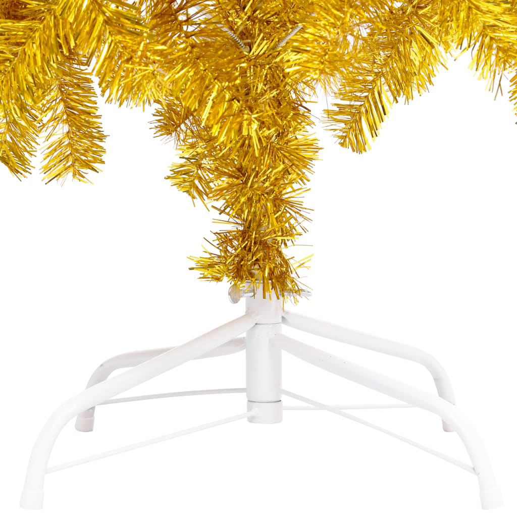 vidaXL aranyszínű PET műkarácsonyfa LED-ekkel és gömbökkel 210 cm