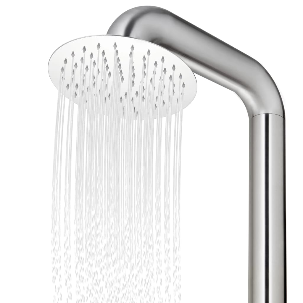 vidaXL rozsdamentes acél kerti zuhany szürke aljjal 230 cm
