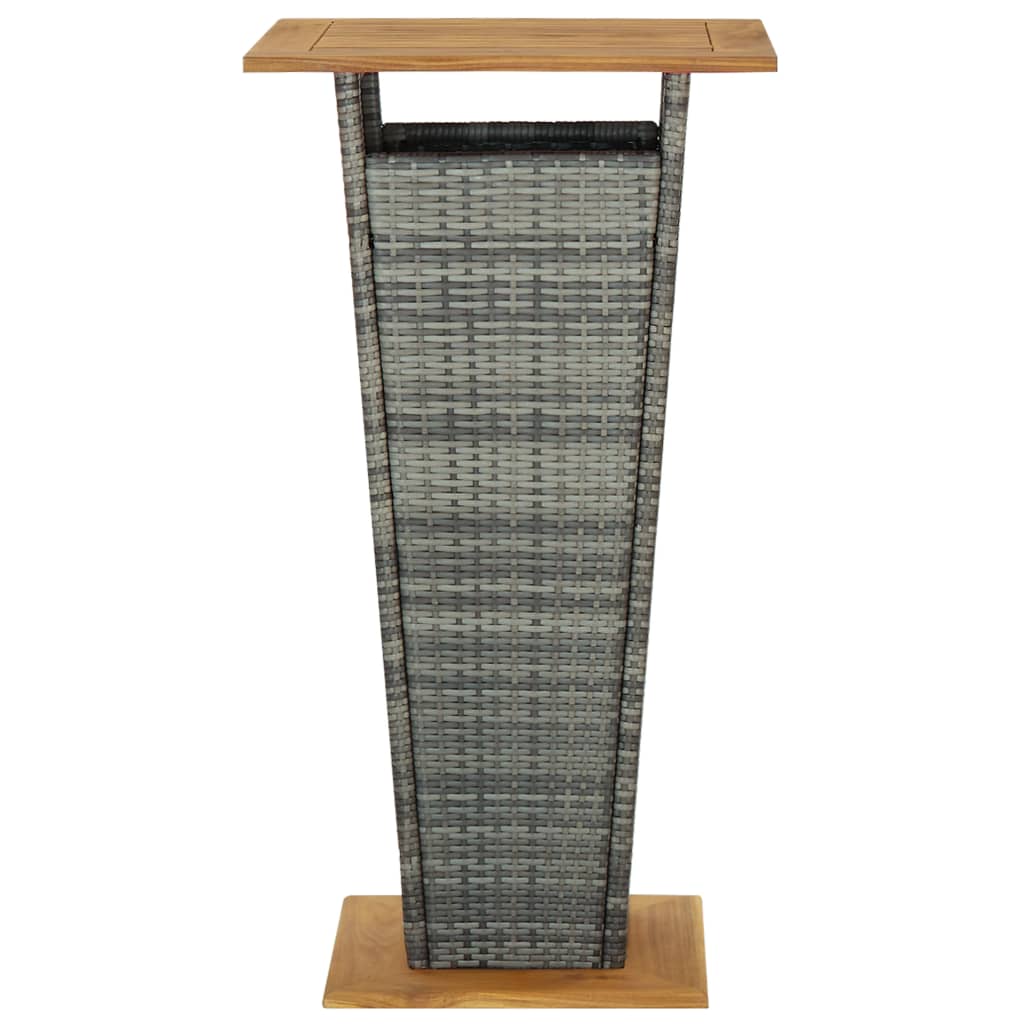 vidaXL szürke polyrattan és tömör akácfa bárasztal 60 x 60 x 110 cm