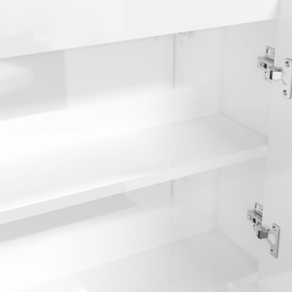 vidaXL fényes fehér MDF tükrös fürdőszobaszekrény 80 x 15 x 60 cm