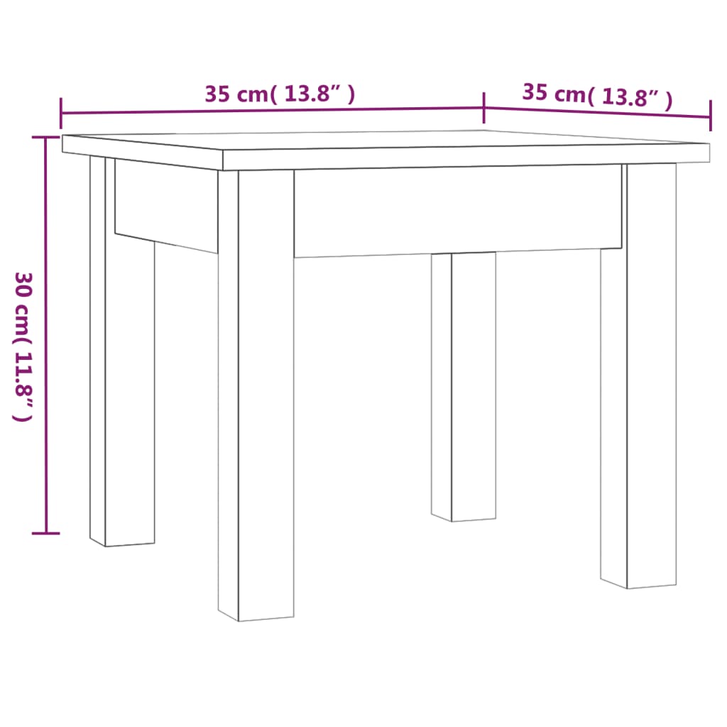vidaXL tömör fenyőfa dohányzóasztal 35 x 35 x 30 cm