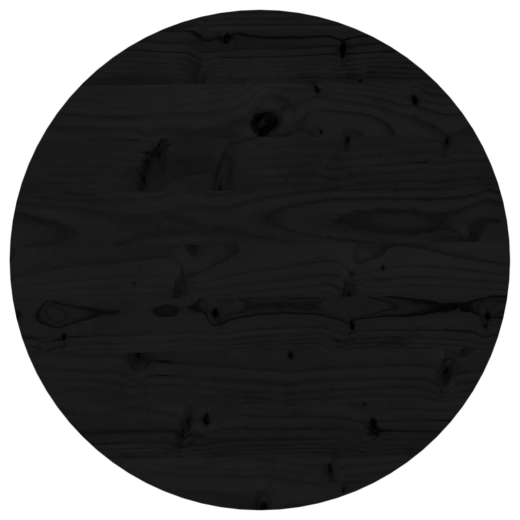 vidaXL fekete tömör fenyőfa kerek asztallap Ø50 x 3 cm