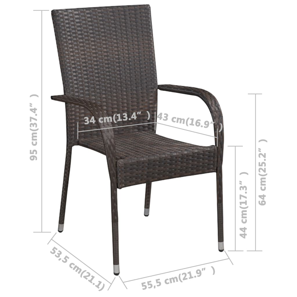 vidaXL 6 db barna rakásolható polyrattan kültéri szék