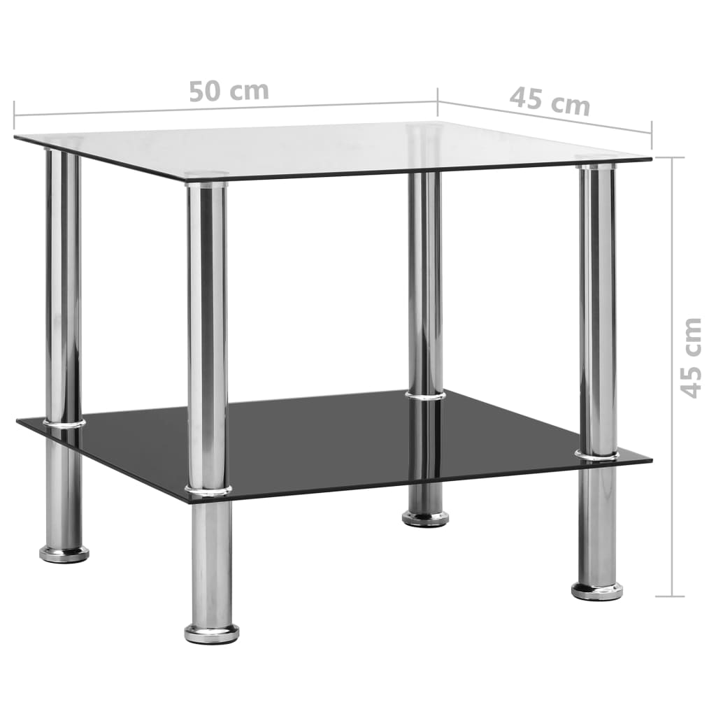 vidaXL átlátszó edzett üveg kisasztal 45 x 50 x 45 cm