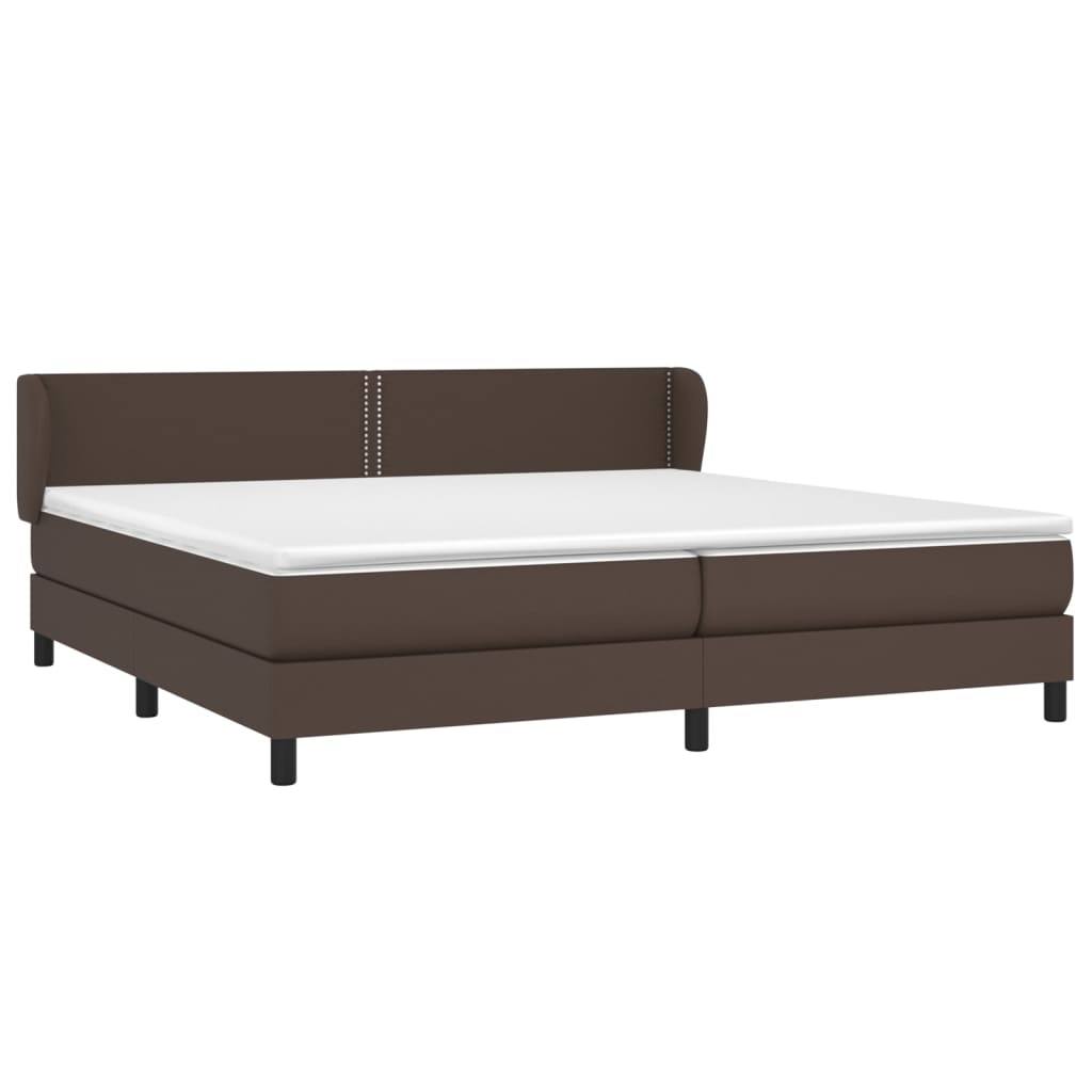 vidaXL barna műbőr rugós ágy matraccal 200 x 200 cm