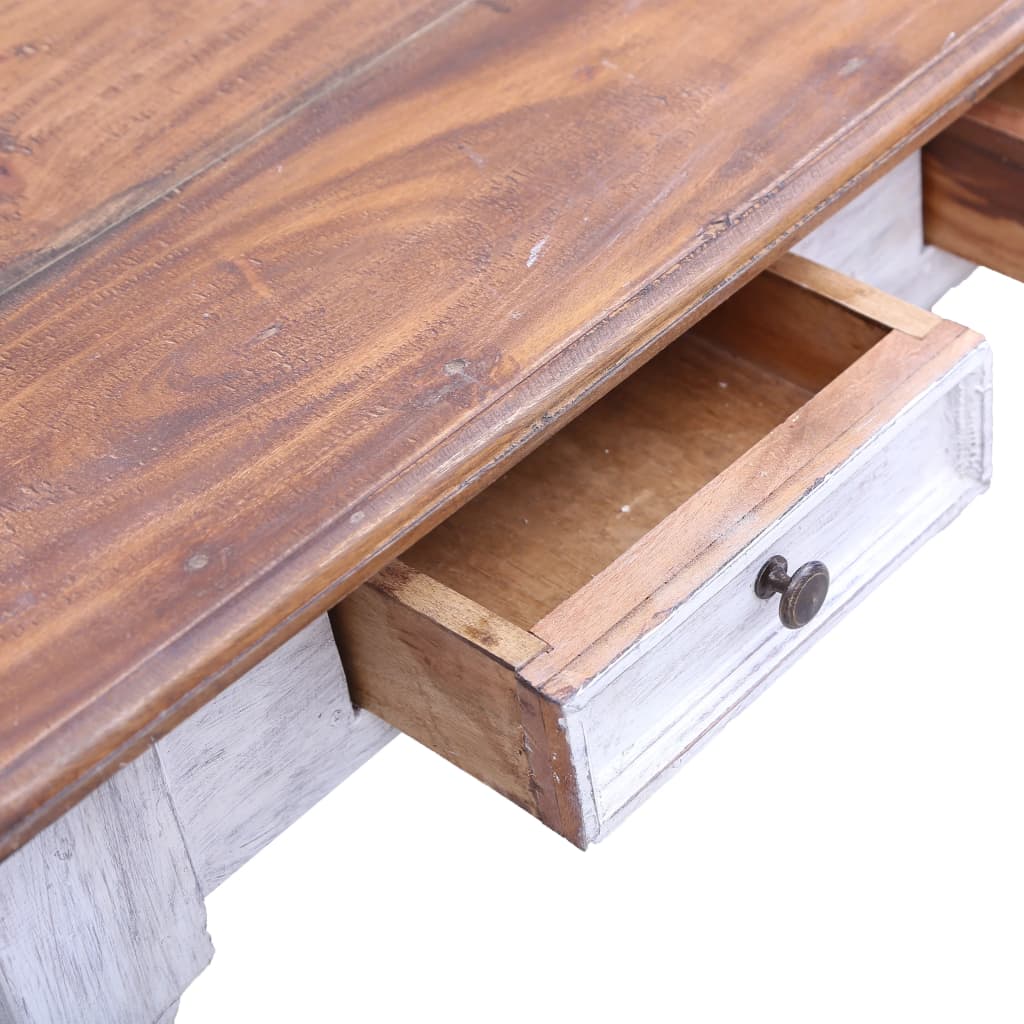 vidaXL fehér tömör újrahasznosított fa fiókos íróasztal 117x57x75 cm