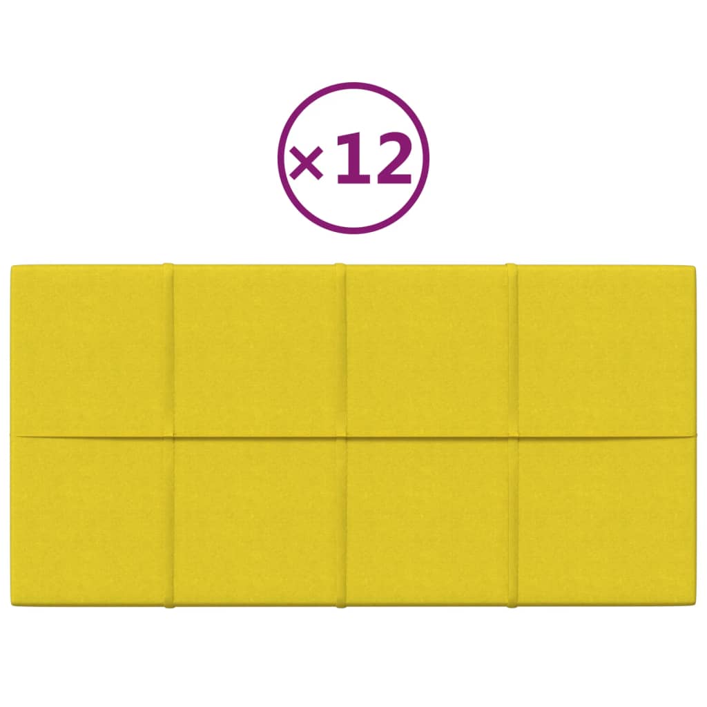 vidaXL 12 db sárga szövet fali panel 60x30 cm 2,16 m²