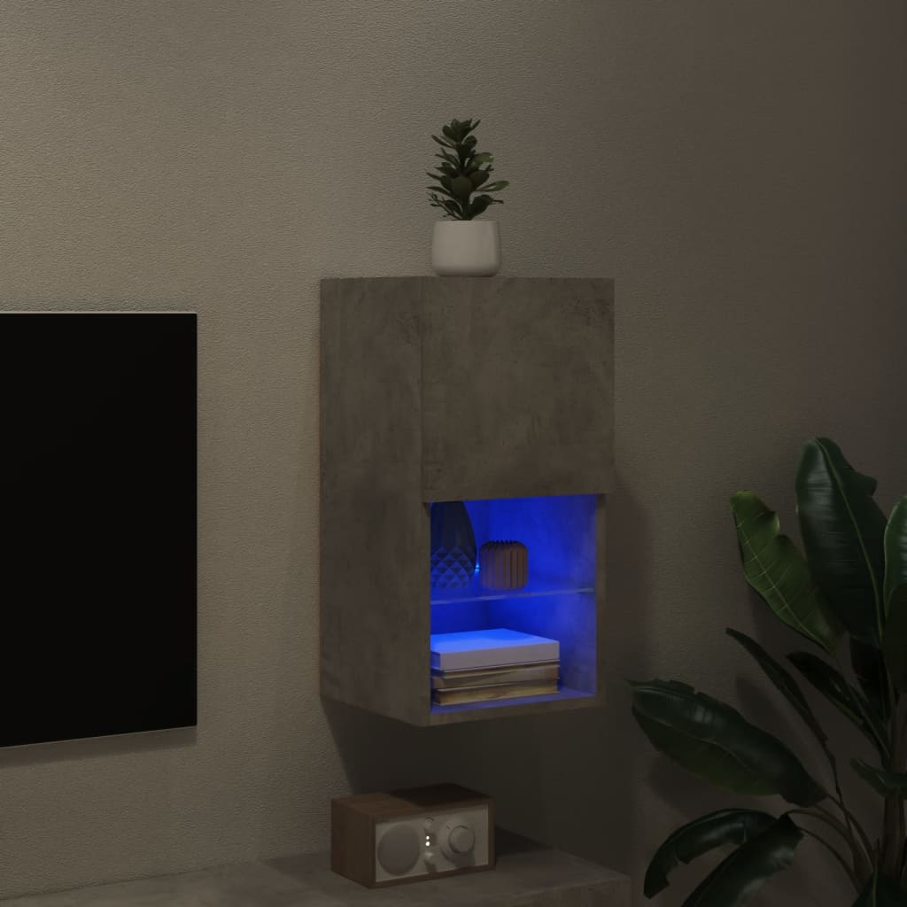 vidaXL betonszürke TV-szekrény LED-lámpákkal 30,5 x 30 x 60 cm