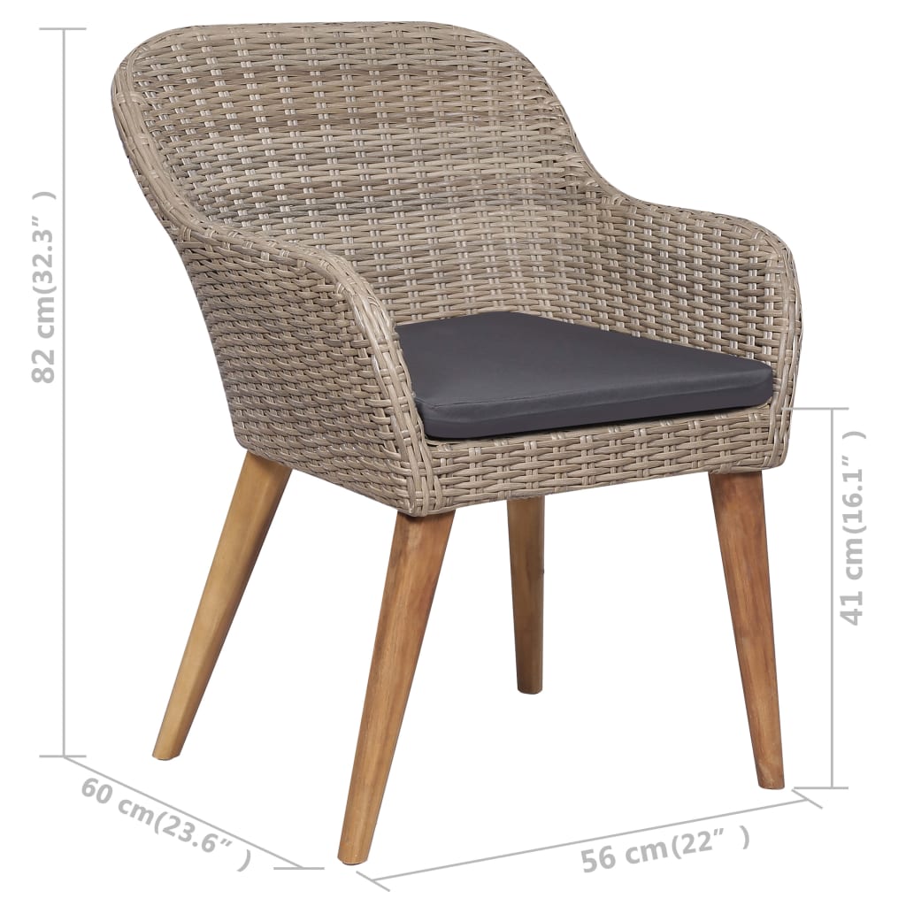 vidaXL 2 db barna polyrattan kültéri szék párnával
