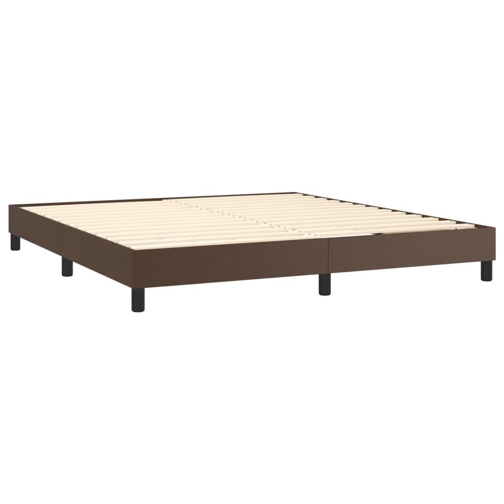 vidaXL barna műbőr rugós ágy matraccal 200 x 200 cm