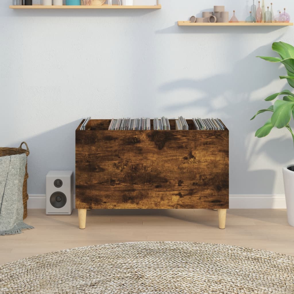 vidaXL füstös tölgyszínű szerelt fa hanglemezszekrény 74,5x38x48 cm