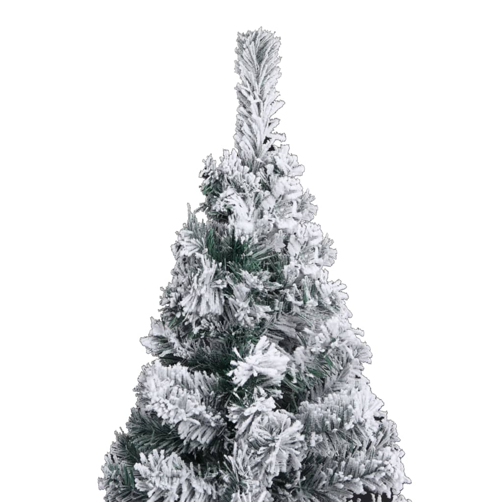 vidaXL zöld PVC megvilágított vékony műkarácsonyfa hóval 210 cm