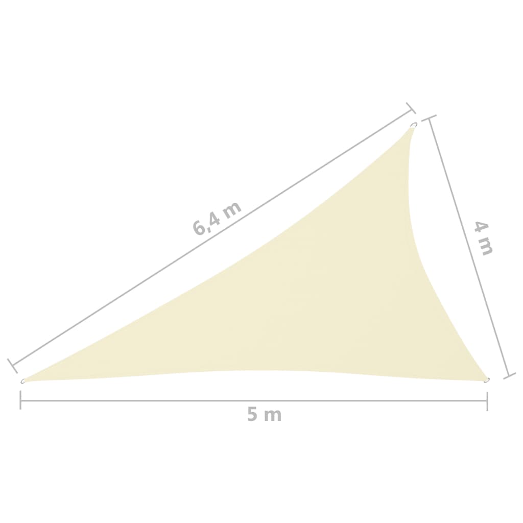 vidaXL krémszínű háromszögű oxford-szövet napvitorla 4 x 5 x 6,4 m