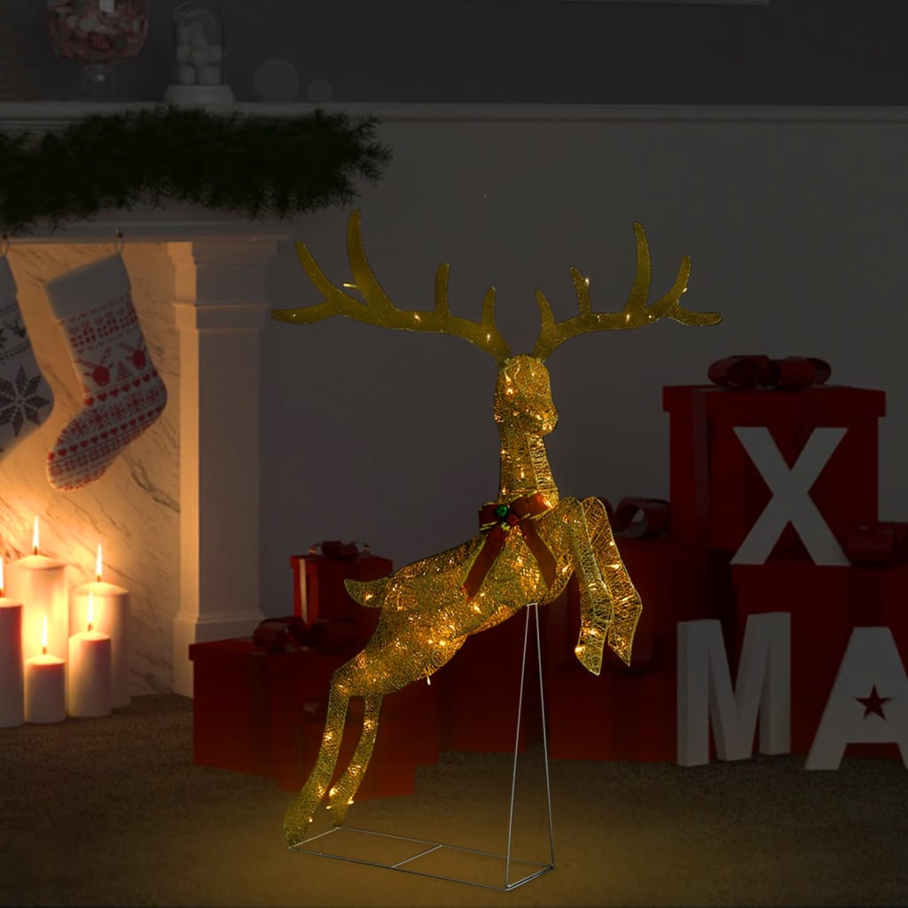 vidaXL aranyszínű repülő rénszarvasos karácsonyi dekoráció 120 LED-del