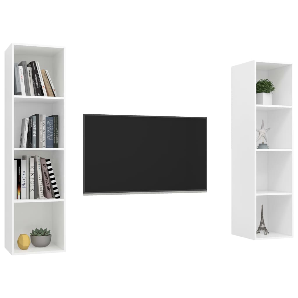 vidaXL 2 db fehér forgácslap falra szerelhető TV-szekrény