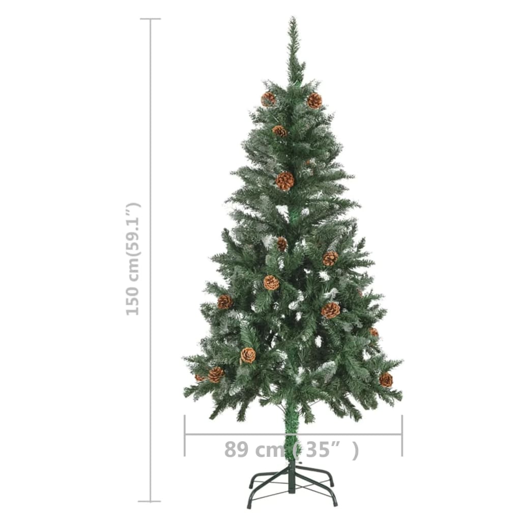 vidaXL megvilágított műkarácsonyfa tobozzal 150 cm