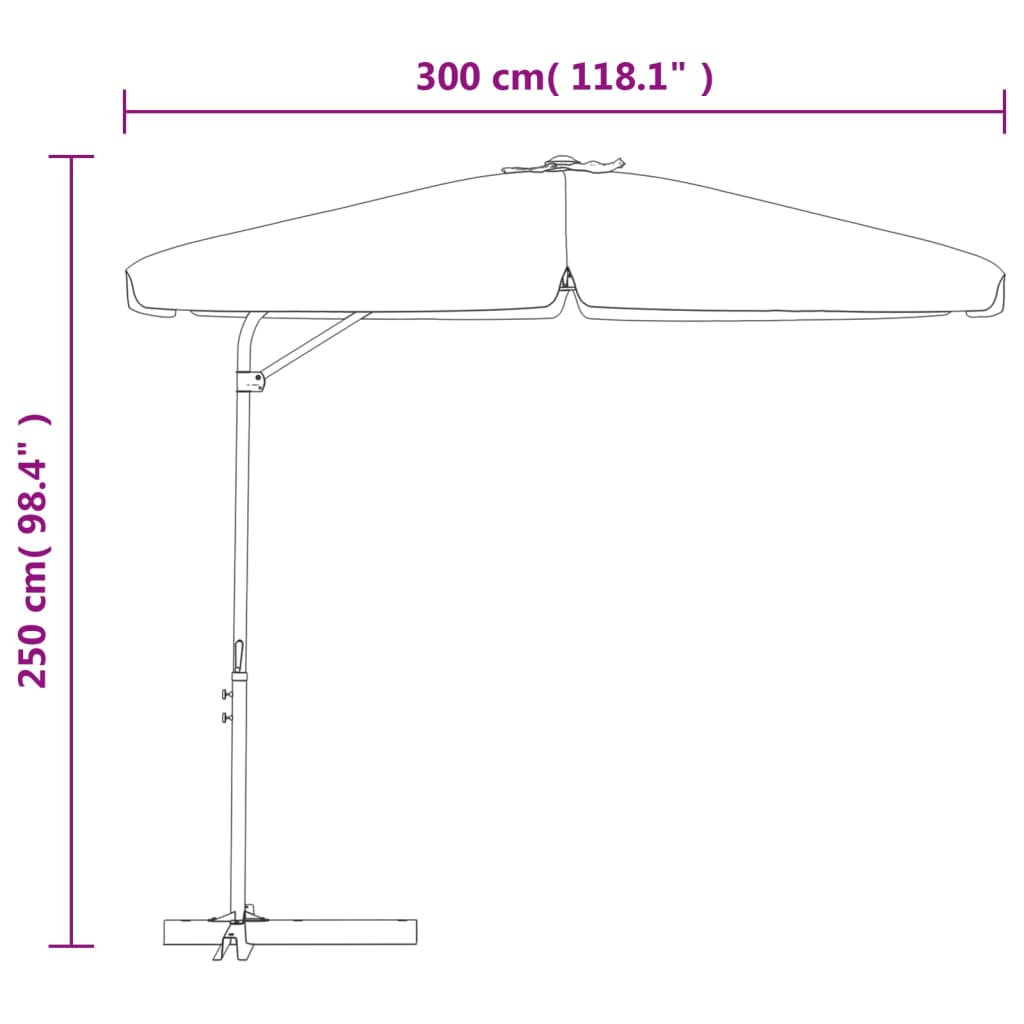 vidaXL bordó kültéri napernyő acélrúddal 300 cm
