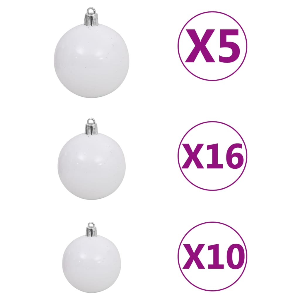 vidaXL PVC és PE műkarácsonyfa LED-del/gömbszettel/hóval 210 cm