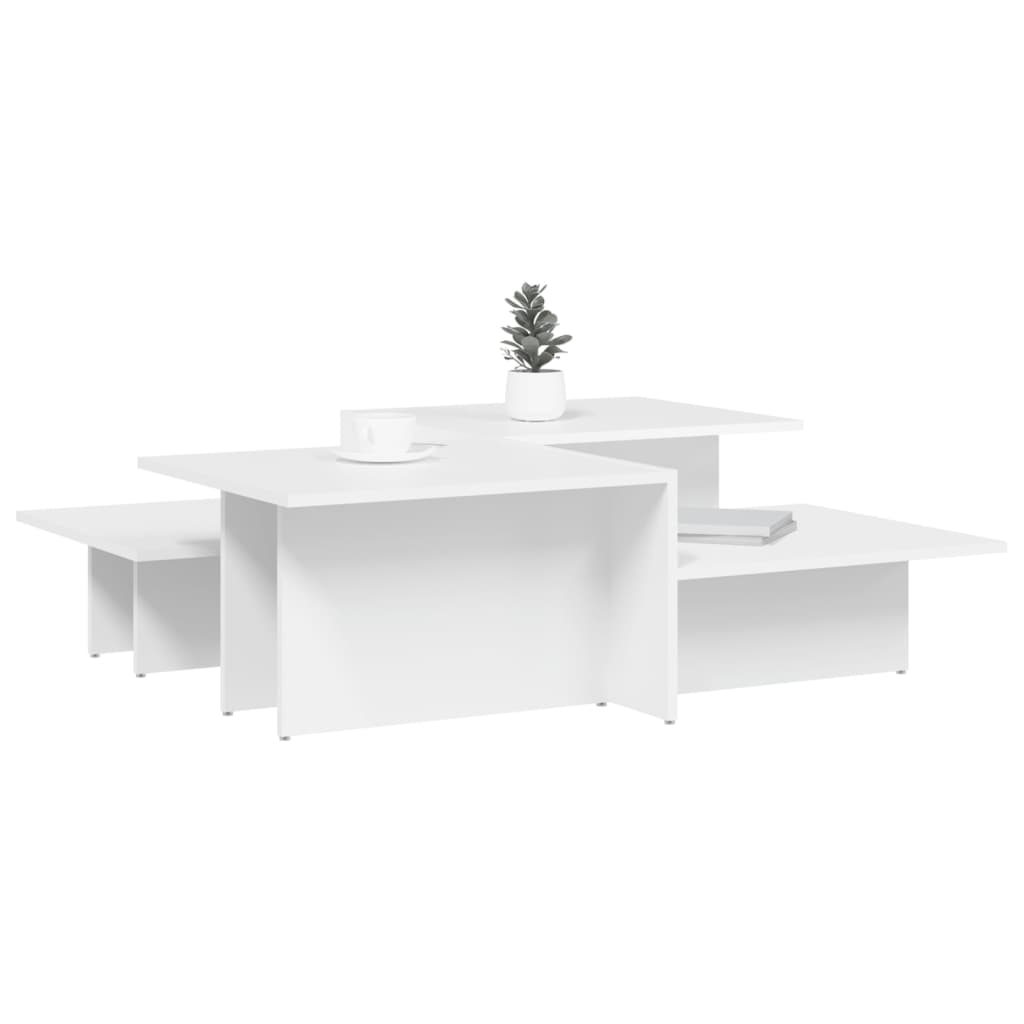 vidaXL 2 db fehér szerelt fa dohányzóasztal