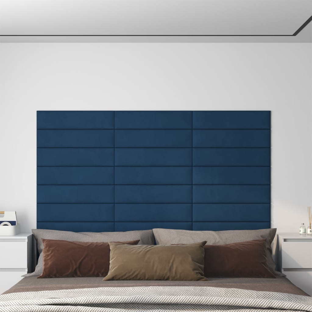 vidaXL 12 db kék bársony fali panel 60 x 15 cm 1,08 m²