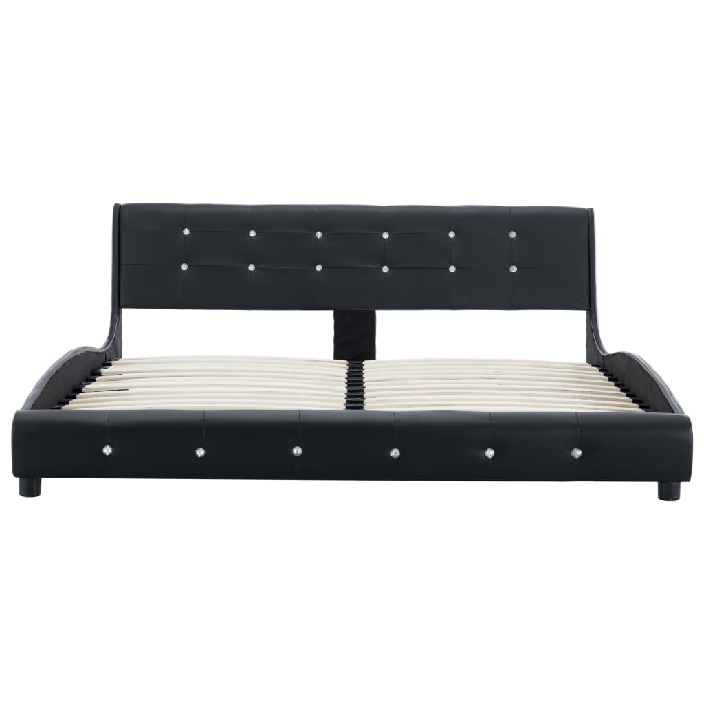 vidaXL fekete műbőr ágy memóriahabos matraccal 160 x 200 cm