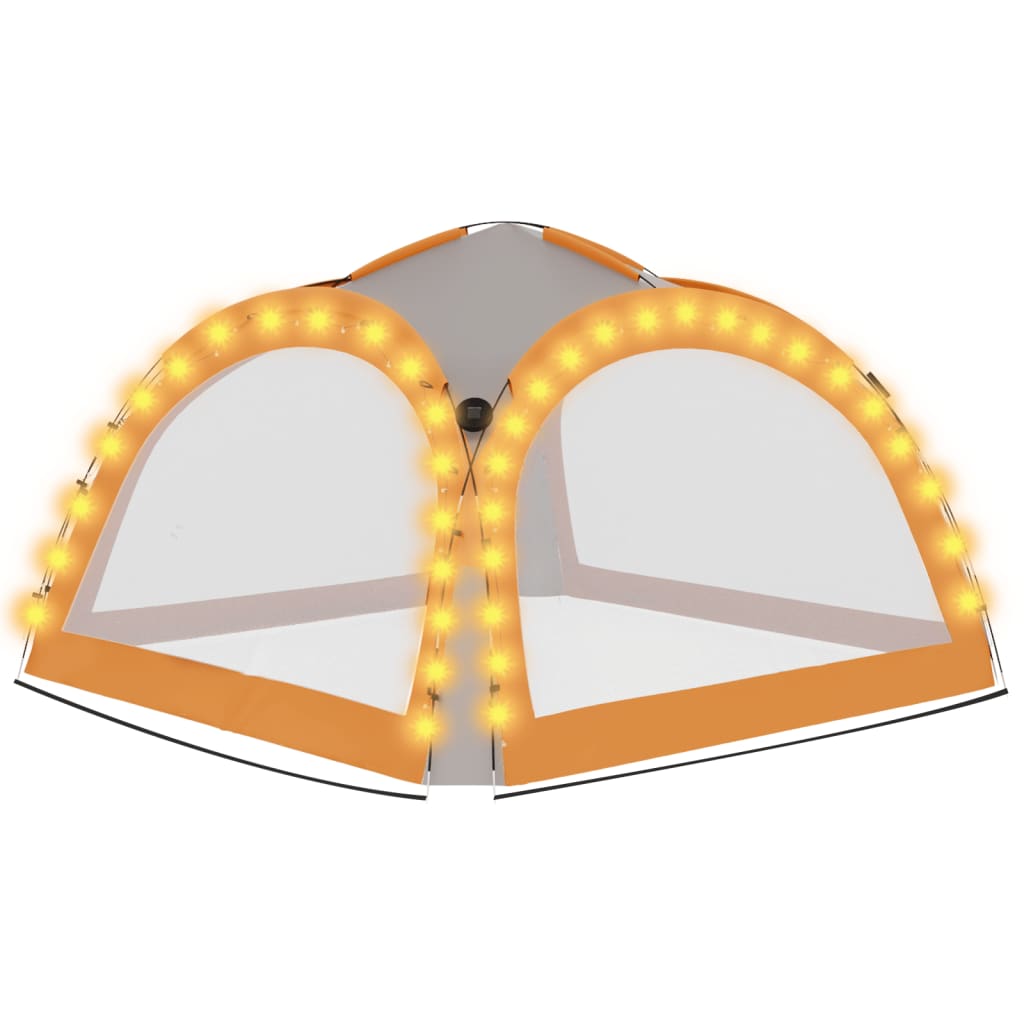 vidaXL szürke és narancs sátor LED-del és 4 oldalfallal 3,6x3,6x2,3 m