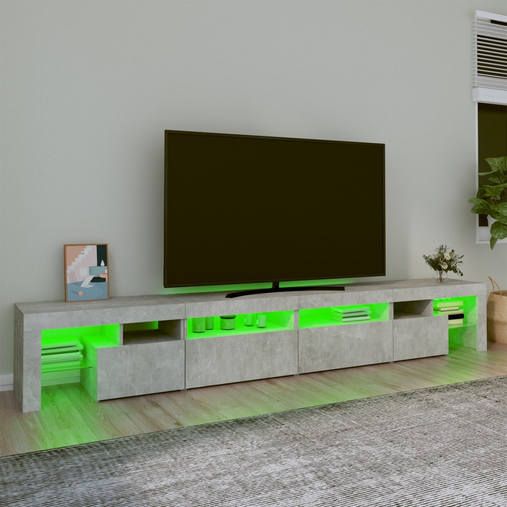 vidaXL betonszürke TV-szekrény LED lámpákkal 260x36,5x40 cm