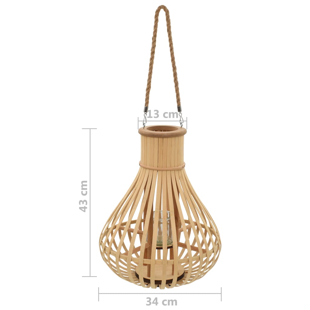 vidaXL természetes színű bambusz függő gyertyatartó lámpás