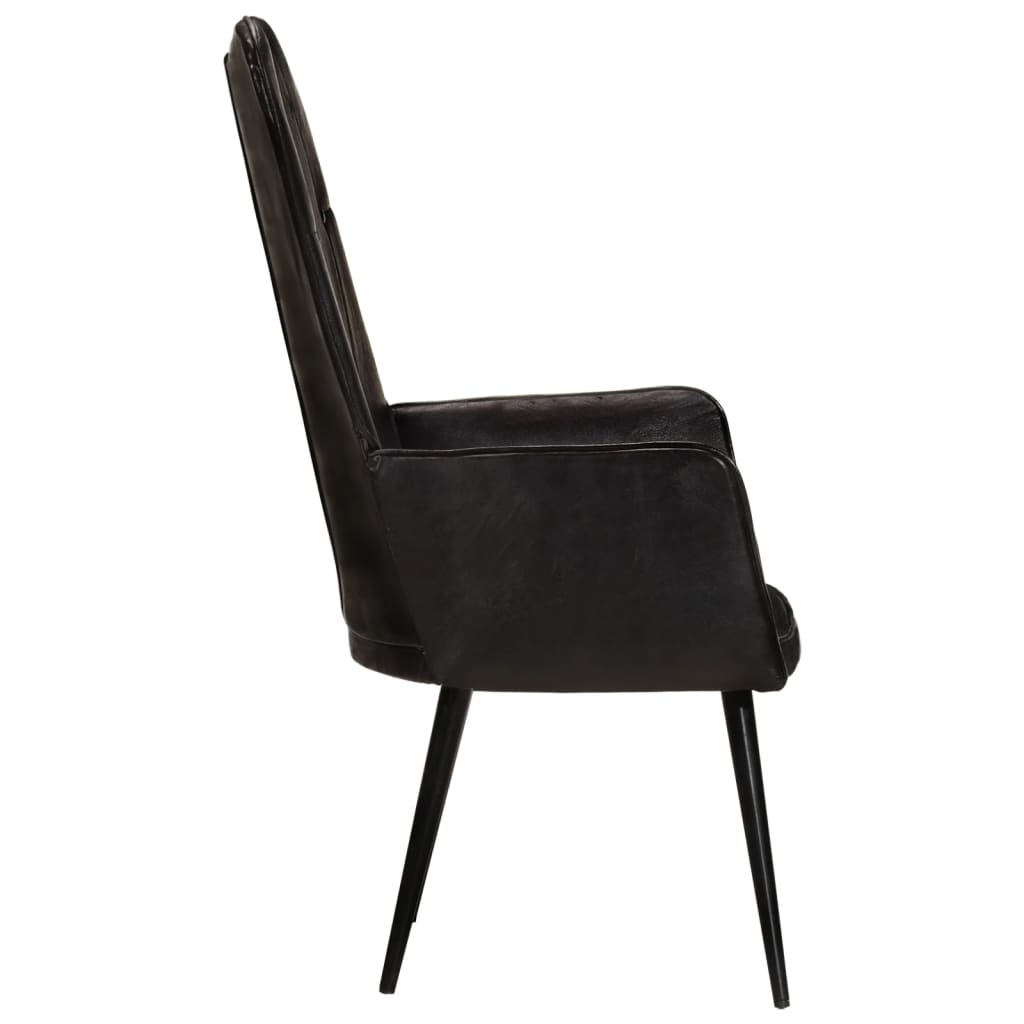 vidaXL fekete valódi bőr szárnyas szék