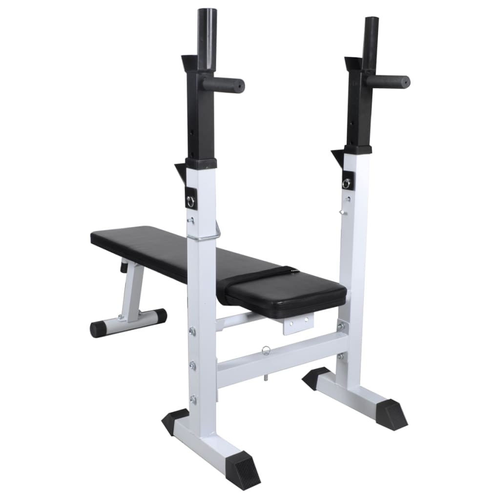 vidaXL edzőpad állvánnyal, egykezes és kétkezes súlyzószettel 90 kg