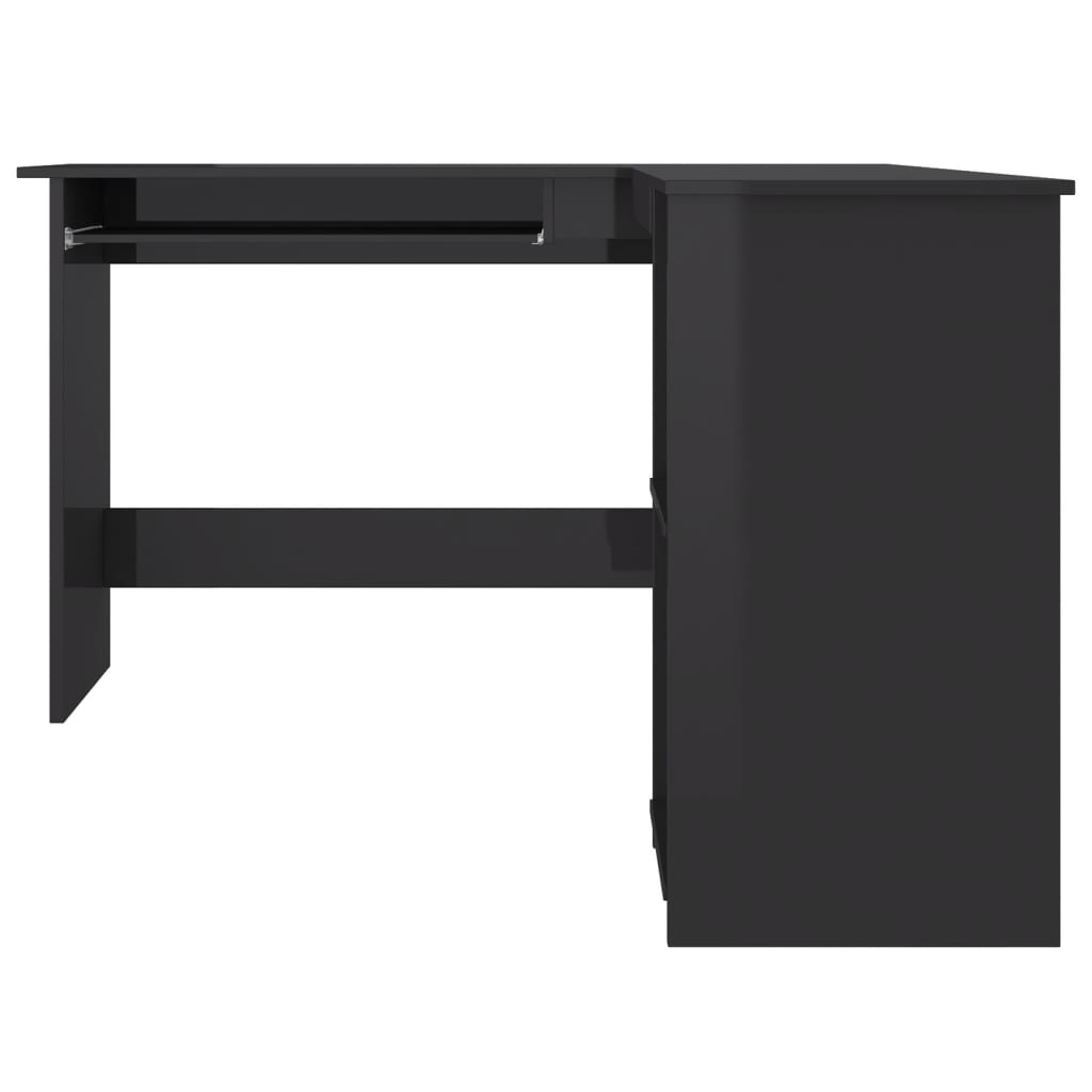 vidaXL magasfényű fekete forgácslap L-alakú íróasztal 120x140x75 cm
