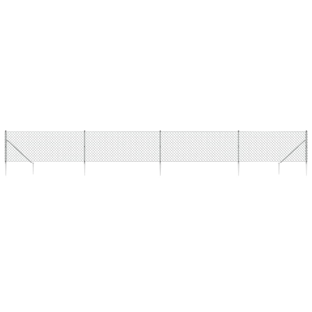 vidaXL ezüstszínű drótkerítés cövekekkel 0,8 x 10 m